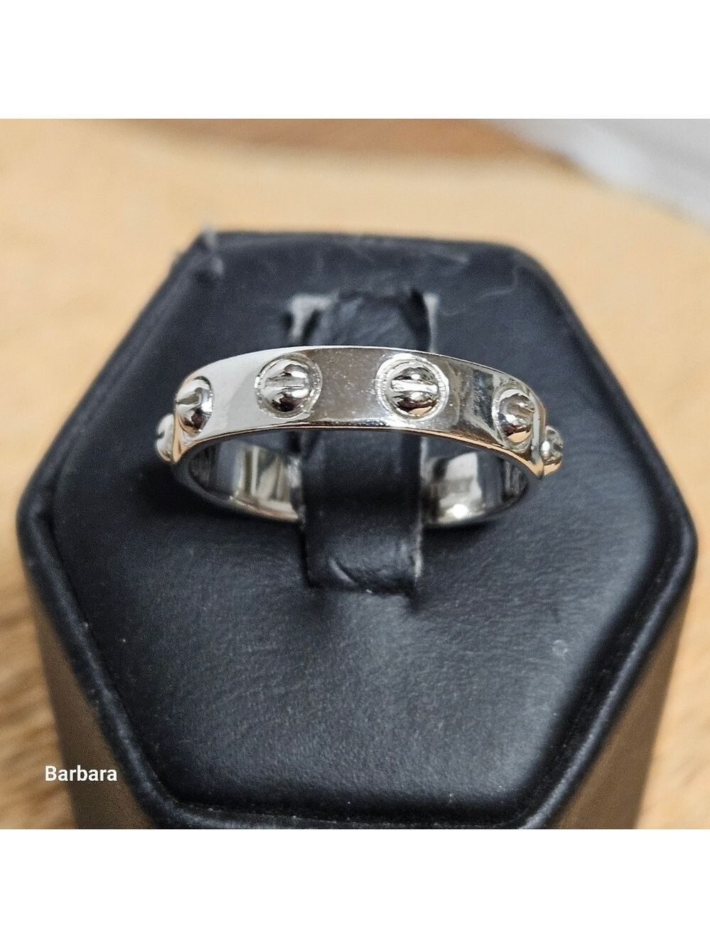 Unisex Milor 925 Silver Screw Stud Amore/Love Band Ring, Size 9